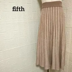 fifth ニットスカート ロング ウエストゴム ブラウン 茶色 体型カバー 冬