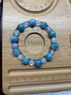 ラリマー10ミリ×ムーンストーン×クラック水晶 天然石ブレスレットサイズ調整可能