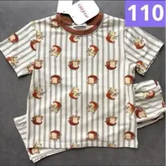 ⭐️新品⭐️パンどろぼう　半袖　パジャマ　110㎝　キッズ 総柄　ストライプ
