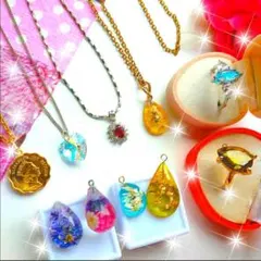 ★綺麗系★【夢見るネックレス】天然石ジルコニア多種★リング ネックレスセット