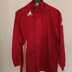 adidas 赤 フード付きロングジャケットジュニア規格ー160cmサイズ