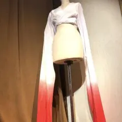 ダンス衣装白×朱色