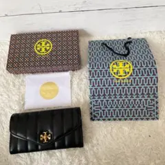 新品未使用♡トリーバーチ 長財布 キラシェプロン　ブラック 新品未使用】トリーバーチ キラ シェブロン フラップ 長財布 ブラック