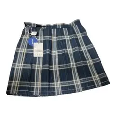 【新品】制服風 チェック プリーツスカート M ネイビー 韓国 JK 42cm丈