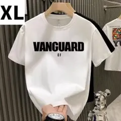 メンズ　Tシャツ　半袖　夏服　トップス　男女兼用　ロゴ　XL ホワイト　お揃い