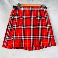 【美品】バーバリーズ ブルーレーベル 巻きスカート 38 赤 ノバチェック 毛