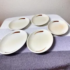 和食器 小皿 中皿 作家もの 芝眞路 芝真路 5枚セット 銘々皿 オレンジ 