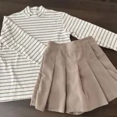 ヒートテック　リブハイネック　ロンT　コーデュロイプリーツミニスコート　GU