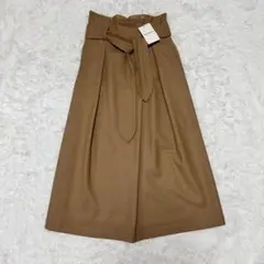 未使用タグ付き ミランカ サイドタック フレア ロングスカート 38 ベルト
