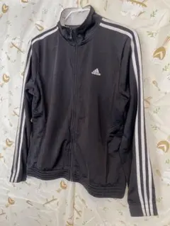 adidas ジップアップジャケット 黒 3本ライン