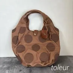 toleur トーラ ミニトートバッグ キャンバス ドット刺繍 水玉 カウレザー