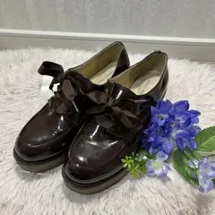 マジェスティックレゴン　ローファー　厚底　エナメル　ブラウン　リボン　ギャルのサムネイル