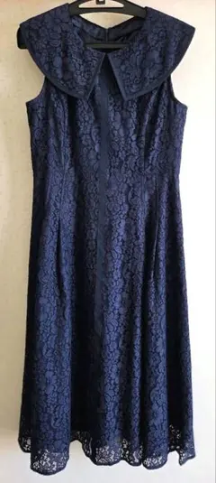 パーティードレス　ネイビー　ノースリーブ　結婚式　お呼ばれ