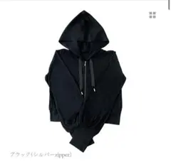 シロノサクラ UVカット パーカー s ブラック 黒 シルバー 〜夏雪草〜のサムネイル