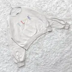 美品 『エルアンドジーユー』 (M) トレーナー 刺繍ロゴ ショート丈 裏起毛