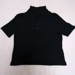 CHADORIANフリルネック 半袖カットソー ブラック