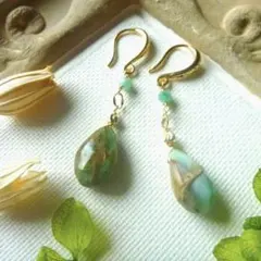 14kgf/天然石ペルーオパールのエキゾチックなピアス★ハンドメイド★