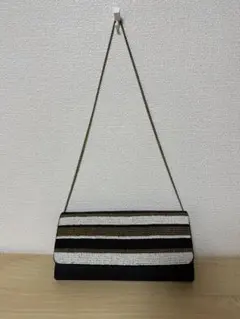 ビーズストライプクラッチバッグ