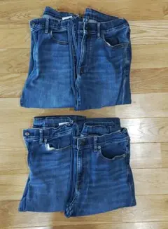 【値下げ】ユニクロ　デニム　4本セット　ブルー スリムフィット　160㎝