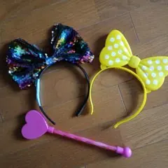 カラフルスパンコールと水玉カチューシャセット　パーティー　クリスマス　ダンス