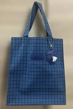 ファミリア　トート　トートバッグ　チェック　青　大のサムネイル