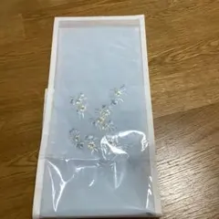 刺繍入り半襟 絹交織 水色