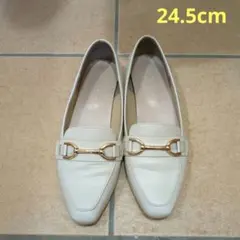 フラットローファー 24.5cm ベージュ