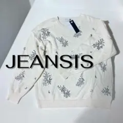 【新品】JEANSIS コットンフラワープリントプルオーバー　春服　春ニット