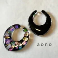 イヤーカフ　2個セット　シェルモザイク　バックカラーBK