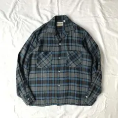60s VINTAGE ヴィンテージ レーヨンシャツ 開襟 チェック柄