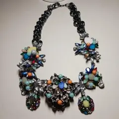 k*u様 美品、ZALA,多色装飾ヴィンテージ風ネックレス