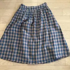Studio Clip チェック柄 フレアスカート　麻100%