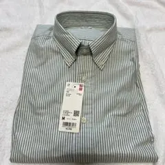ユニクロ新品オックスフォードストライプMサイズ　グリーンタグ付き【匿名配送】