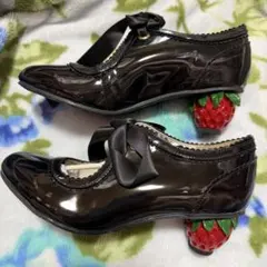 夢展望　DearMyLove いちごパンプス　黒　ロリィタや地雷系などに