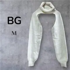 BG リブ編み タートルネック ニット ホワイト M 個性派 アームホール