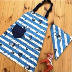 着脱簡単！ 子供エプロン 120 〜 130 三角巾セット☆ 宇宙柄