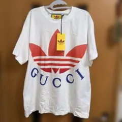 オサク⭐︎国内正規品⭐︎GUCCI✖️adidas Tシャツ/グッチ アディダス GUCCI × adidas グッチ アディダス 22SS ロゴプリントカットオフ
