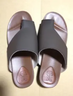 ブラウン スライドサンダル 合成皮革