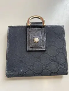 GUCCI グッチ　ホースビット GGキャンバス 二つ折り財布 黒のサムネイル