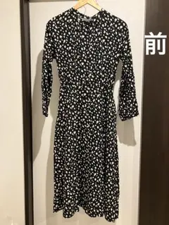 【美品】水玉模様 長袖シャツワンピース Mサイズ