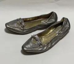 PRADA プラダ バレエシューズ フラットシューズ シルバー レザー38美品のサムネイル