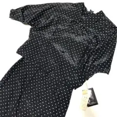 黒ブラック水玉ポルカドットワンピースツーピーススカートブラウスヴィンテージレトロ