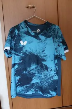 バタフライ カモラルシャツ 卓球ウェア JTTA公認 青 Sサイズ