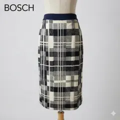 BOSCH ボッシュ チェック柄タイトスカート ブラック サイズ40 日本製のサムネイル