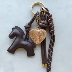 じゃらじゃらキーホルダー バッグチャーム キーチャーム　ブラウン　馬　午年