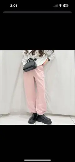 ピンク ジョガーパンツ スウェット素材