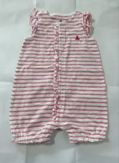 GAP ピンクボーダーロンパース　6-12m