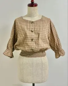 continuer de NICE CLAUP チェック柄五分袖ブラウス