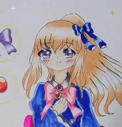 【子供の作品】手描きイラスト オリジナル 魔法使いの女の子 A4サイズ