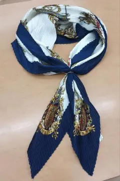 プリーツスカーフ ネイビー ホワイト&スカーフリングのサムネイル